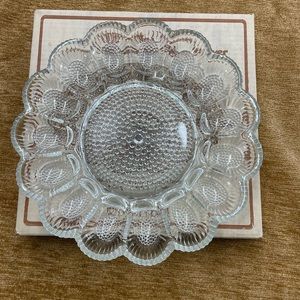 Oneida Clear Glass Scalloped Deviled Egg or Serving Plate